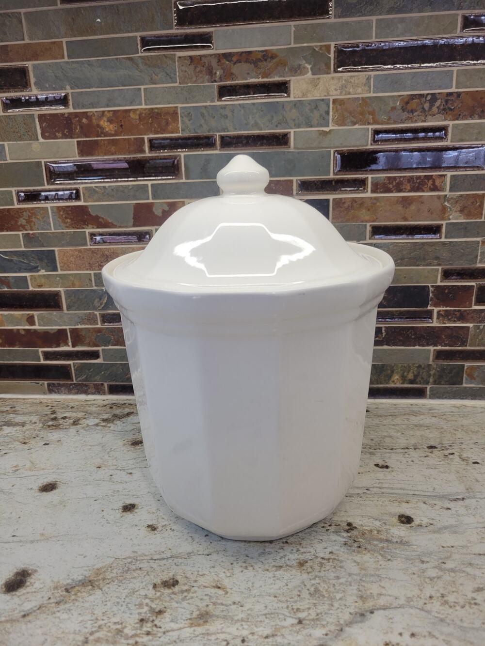 Vintage Heritage White Pfaltzgraff Extra Large Canister & Lid